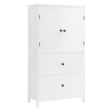 English Elm Bathroom Storage Cabinet, Cabinet With Two Doors and Drawers, Adjustable Shelf, Mdf Board, White