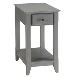 English Elm Grey Accent Table with Bottom Shelf, Tapered Wood Legs, Open Storage, Versatile Walnut/Green/White Finish choices B062P209060