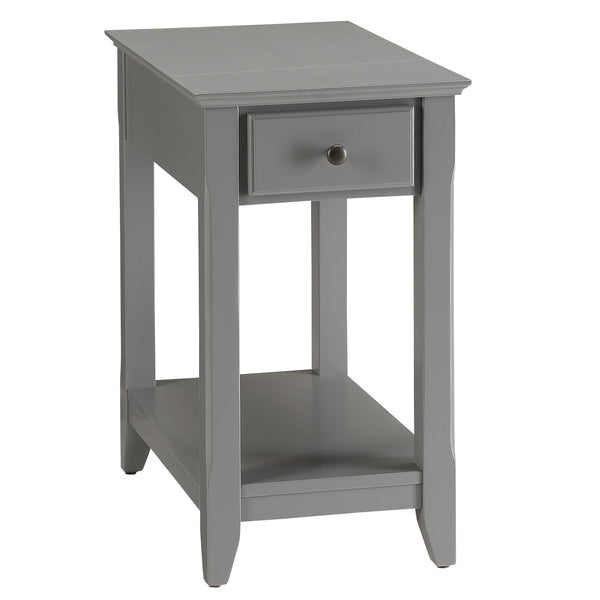 English Elm Grey Accent Table with Bottom Shelf, Tapered Wood Legs, Open Storage, Versatile Walnut/Green/White Finish choices B062P209060
