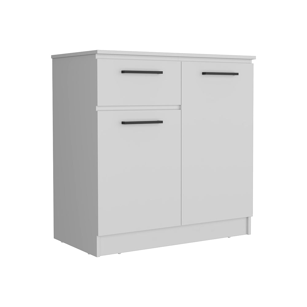 English Elm Orleans Engineered Wood Dresser with 2-Door & Single Drawer, Compact White Storage Cabinet for Bedroom Decor B097S00086