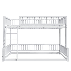 English Elm Full Full XL over Queen Metal Bunk Bed Frame with Ladder, Guardrails & Sturdy Space-Saving Design White N709P277757K