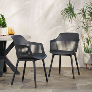 English Elm Christopher Knight Home® - DAHLIA Weather-Resistant Outdoor Chair with Durable Polypropylene Frame, Modern Minimalist Design Black 26.7 L x 23.7 W x 22.2 H 68374.00BLK