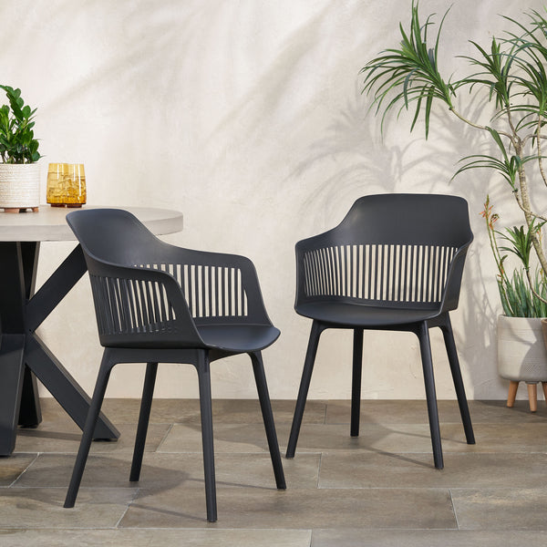 English Elm Christopher Knight Home® - DAHLIA Weather-Resistant Outdoor Chair with Durable Polypropylene Frame, Modern Minimalist Design Black 26.7 L x 23.7 W x 22.2 H 68374.00BLK