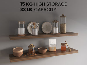 English Elm Ecco 47" Floating Shelves Set of 2 Light Brown — Sleek Hidden-Bracket Design, Sturdy Particleboard Storage B070P368045
