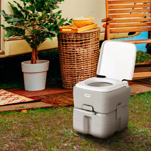 English Elm Outsunny Portable Toilet For Camping & Travel, 5.3 Gallon, Anti-Leak Pump, Level Indicator & More! W2225P200494-GIGA
