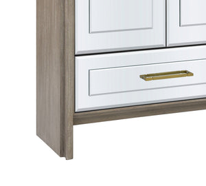 Basset Mirror Lansing Tall Bar Cabinet - Modern Glam Elegance With Mirrored Doors, Gold Hardware & Ample Storage Gray Wood,Mirror 2542-lr-475