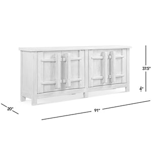English Elm Rowan Solid Reclaimed Pine Four Door Sideboard Wide Storage Cabinet for Dining Rooms B2719P474456