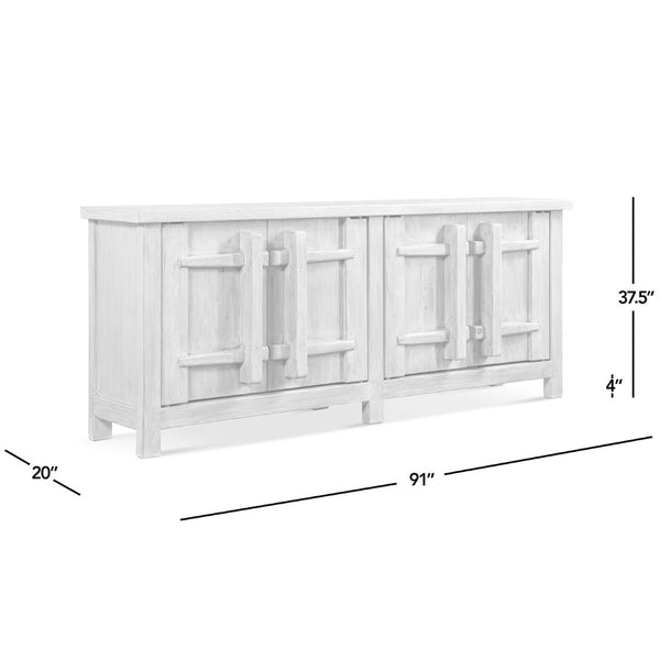 English Elm Rowan Solid Reclaimed Pine Four Door Sideboard Wide Storage Cabinet for Dining Rooms B2719P474456