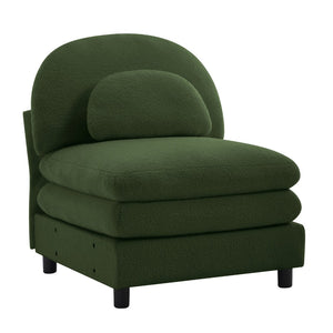 English Elm Vitoria Curved Modular Sofa in Plush Teddy Fleece for Modern Living Rooms Green W5656P454370