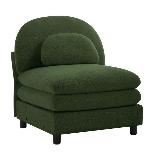 English Elm Vitoria Curved Modular Sofa in Plush Teddy Fleece for Modern Living Rooms Green W5656P454370