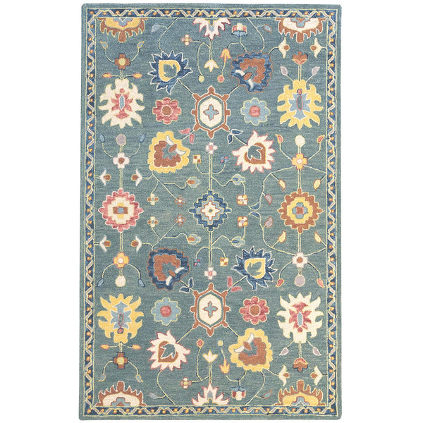 Capel Rugs Avanti-mahal Eclectic Wool Area Rug With Hand-worked Accents And Vibrant Mosaic Patterns Teal, Yellow 100% Wool 2543rs02060800250