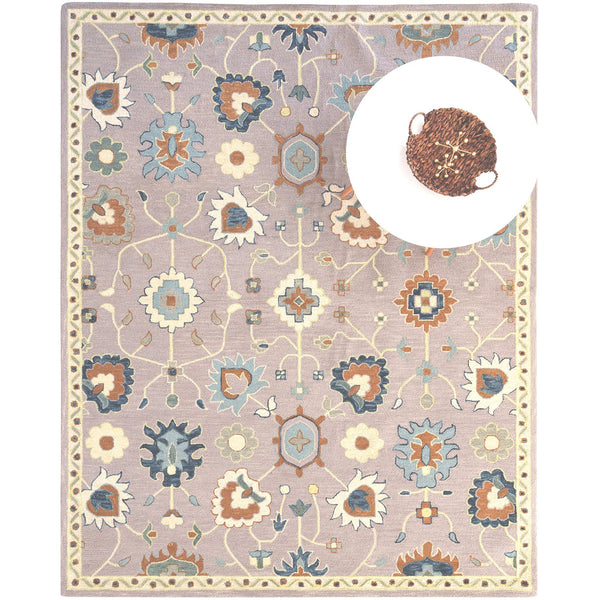 Capel Rugs Avanti-mahal Eclectic Wool Area Rug With Hand-worked Accents And Vibrant Mosaic Patterns Silver, Ivory 100% Wool 2543rs05000800310