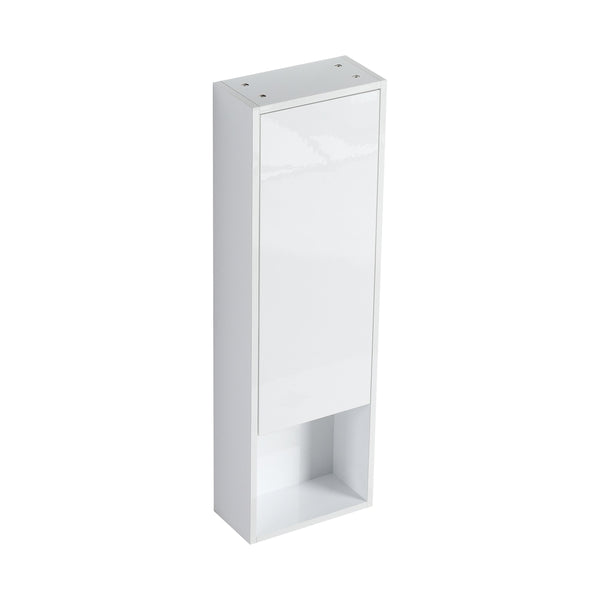 English Elm 12" Modern Bathroom Wall Cabinet With Soft-Close Doors, Space-Saving Float Mount, Glossy White Finish W999P312077