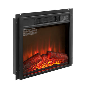 English Elm Electric Fireplace Insert Slim 1400w Heater with Adjustable Led Flame and Log Set W1758107430