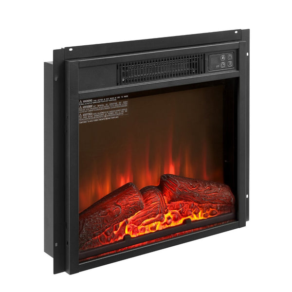 English Elm Electric Fireplace Insert Slim 1400w Heater with Adjustable Led Flame and Log Set W1758107430