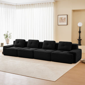 English Elm 153" Modern Modular Sectional Sofa – Stylish 4-Seater With Deep Seats, Tufted Corduroy & No Assembly! W714S01480