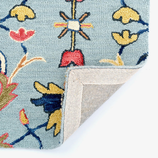 Capel Rugs Avanti-serapi Vibrant Mosaic Wool Area Rug With Eclectic Patterns And Hand-worked Accents Misty Blue, Gold 100% Wool 2544rs09001200410