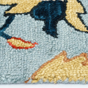 Capel Rugs Avanti-serapi Vibrant Mosaic Wool Area Rug With Eclectic Patterns And Hand-worked Accents Misty Blue, Gold 100% Wool 2544rs09001200410