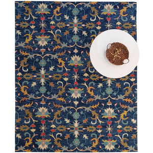 Capel Rugs Avanti-serapi Vibrant Mosaic Wool Area Rug With Eclectic Patterns And Hand-worked Accents Ink, Gold 100% Wool 2544rs02060800475