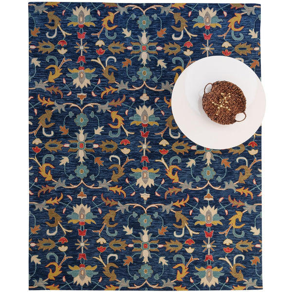 Capel Rugs Avanti-serapi Vibrant Mosaic Wool Area Rug With Eclectic Patterns And Hand-worked Accents Ink, Gold 100% Wool 2544rs02060800475