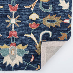 Capel Rugs Avanti-serapi Vibrant Mosaic Wool Area Rug With Eclectic Patterns And Hand-worked Accents Ink, Gold 100% Wool 2544rs02060800475