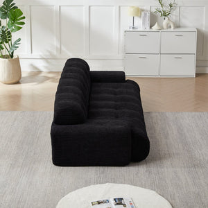 English Elm [video]87.4-inch Cloud Series Chenille Three-seater Sofa with Tufted Square Arms for Living Rooms Black W3505P383950