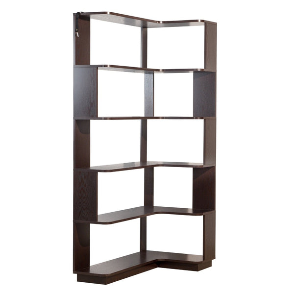 English Elm 90cm L-shaped Corner Bookcase Five Tier Mdf Open Shelving Unit for Any Room W2899P444160