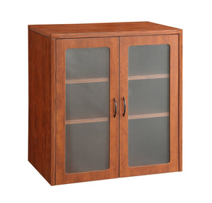 OSP Home Furnishings Napa Solid Wood Display Cabinet with Clear Glass Doors for Living Room or Home Office Glass/Wood  Cherry NAPCHY-212DC
