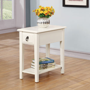 English Elm White 1-Drawer Accent Table with Shelf — Compact White Side Table, Drawer & Bottom Shelf for Stylish Storage and Display B062P209089