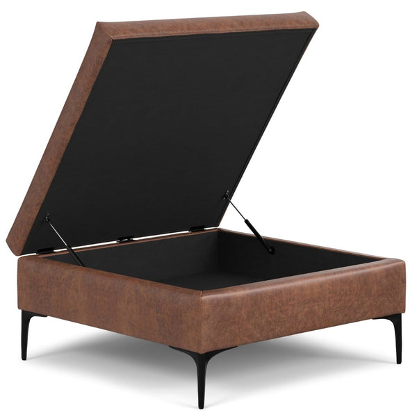 English Elm Rebecca Versatile Storage Ottoman Coffee Table With Lift-Up Lid, Stylish Faux Leather & Iron Legs B136P252698-GIGA