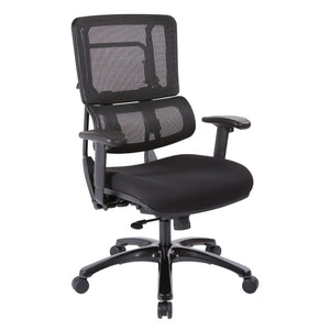 OSP Home Furnishings Vertical Mesh Ergonomic Managers Chair with Lumbar Support and Polished Aluminum Base 99663B-30