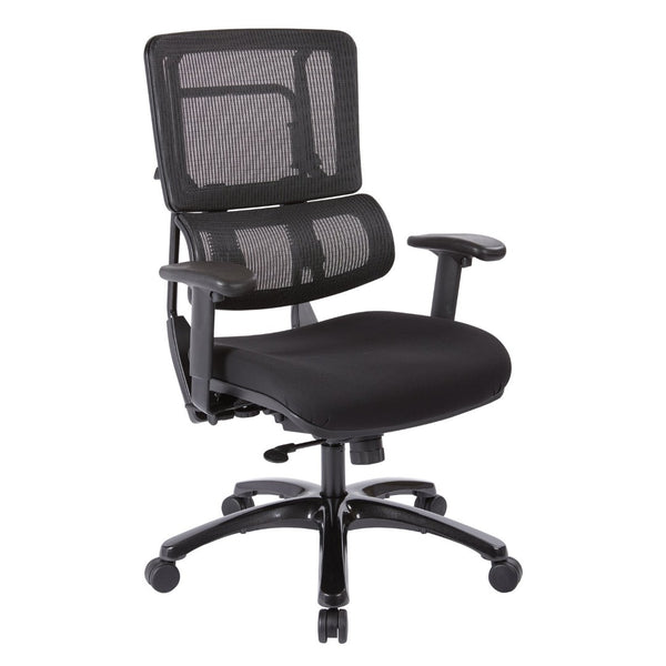 OSP Home Furnishings Vertical Mesh Ergonomic Managers Chair with Lumbar Support and Polished Aluminum Base 99663B-30
