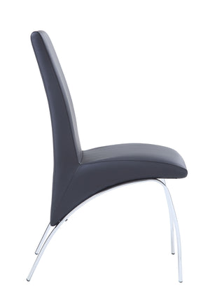 English Elm Pervis Modern Black Synthetic Leather Side Chairs Set of 2 – Padded High-Back Armless Dining Seats, Chrome Legs, 220lb Capacity B2726P345246