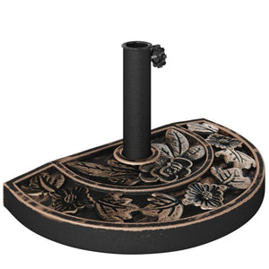 English Elm Outdoor Half Round Umbrella Base Antique Bronze Resin Stand with Floral Relief T3971P446164