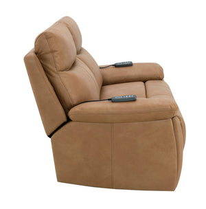 English Elm Chavis Brown Faux Leather Power Motion Loveseat with USB, Dual Motors, Power Headrest & Lumbar B2726P406283