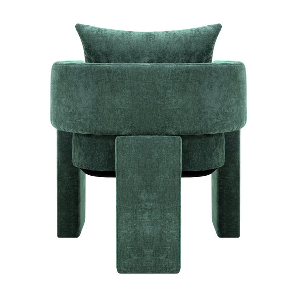 English Elm Modern Chenille 3-Leg Dining Chair with Ergonomic Arms and Removable Pillow, Supportive Comfy Accent Seating for Small Spaces Dark Green 31.5 L x 27.76 W x 15.16 H W1716P280600