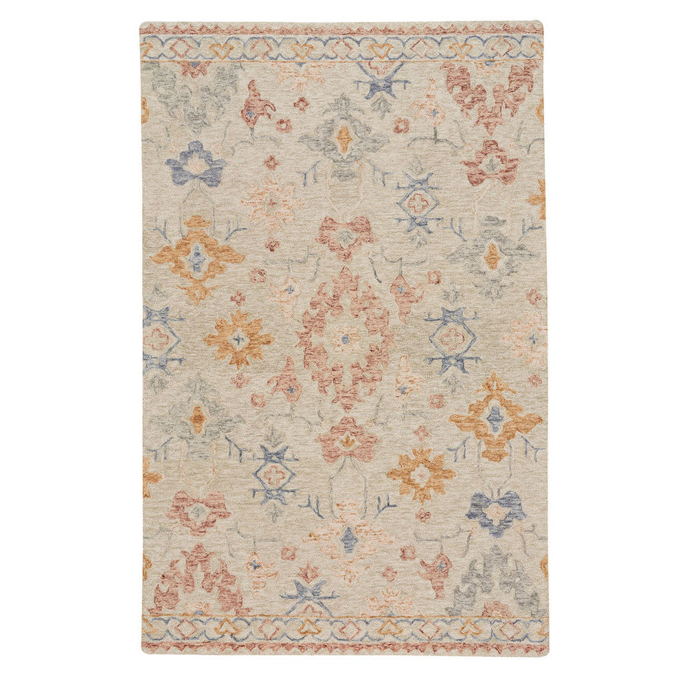 Capel Rugs Avanti-oushak Skakta Wool Area Rug - Vibrant Mosaic Design With Hand-worked Accents For Elegance Natural Multi, Gold 100% Wool 2548rs03060506625
