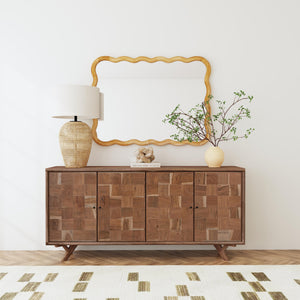 Basset Mirror Jarvis Server – Modern Mango Wood Sideboard With Adjustable Shelves, Elegant Design & Cord Management Brown Solid Mango,Metal 2548-dr-576