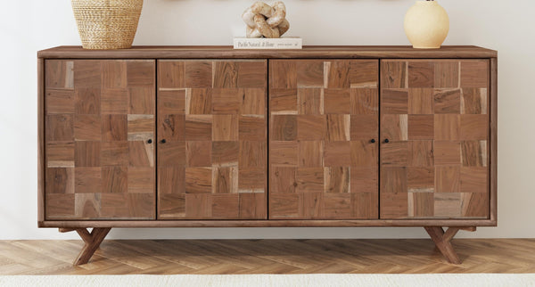 Basset Mirror Jarvis Server – Modern Mango Wood Sideboard With Adjustable Shelves, Elegant Design & Cord Management Brown Solid Mango,Metal 2548-dr-576