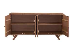 Basset Mirror Jarvis Server – Modern Mango Wood Sideboard With Adjustable Shelves, Elegant Design & Cord Management Brown Solid Mango,Metal 2548-dr-576