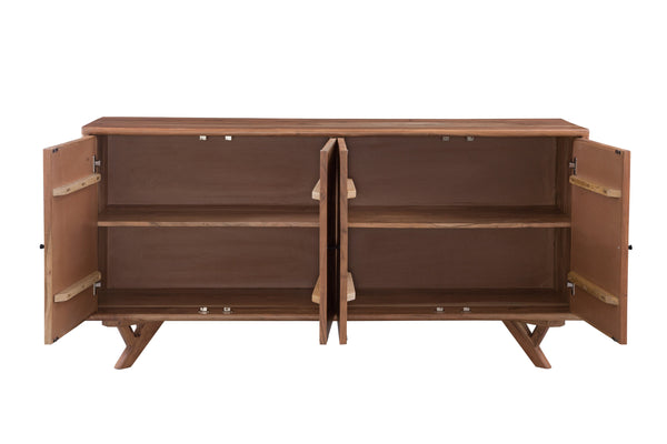 Basset Mirror Jarvis Server – Modern Mango Wood Sideboard With Adjustable Shelves, Elegant Design & Cord Management Brown Solid Mango,Metal 2548-dr-576