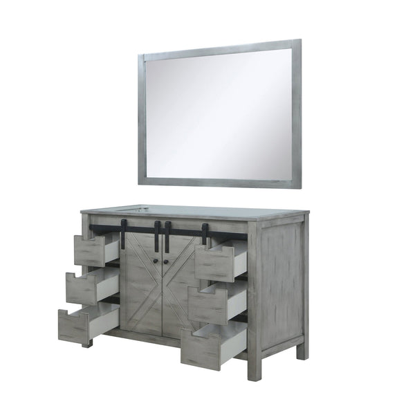 English Elm Ash Grey Bath Vanity Set 48" With 44" Mirror - Modern Design, Storage, And Ready-To-Install Convenience B2731S00926