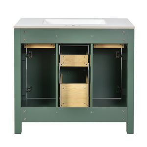 English Elm 72'' Modern Bathroom Vanity Set With Ceramic Sink, Ample Storage, Solid Wood Frame & Green Finish N710SS00011F