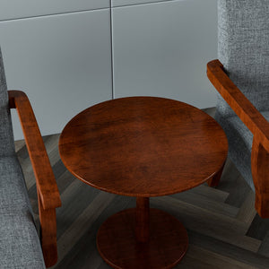 English Elm Fabric Accent Arm Chair Set with Round Wood Side Table — Durable Hardwood Frame, Cozy Seating for Small Spaces Grey W1420P188103