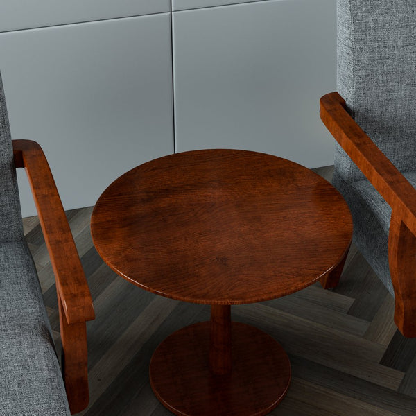 English Elm Fabric Accent Arm Chair Set with Round Wood Side Table — Durable Hardwood Frame, Cozy Seating for Small Spaces Grey W1420P188103