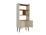 Manhattan Comfort Bogart Mid-Century Modern Bookcase Off-White 254BMC10