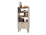 Manhattan Comfort Bogart Mid-Century Modern Bookcase Off-White 254BMC10