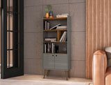 Manhattan Comfort Bogart Mid-Century Modern Bookcase Grey 254BMC50