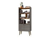 Manhattan Comfort Bogart Mid-Century Modern Bookcase Grey 254BMC50