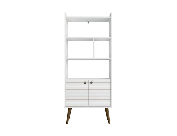 Manhattan Comfort Bogart Mid-Century Modern Bookcase White 254BMC6